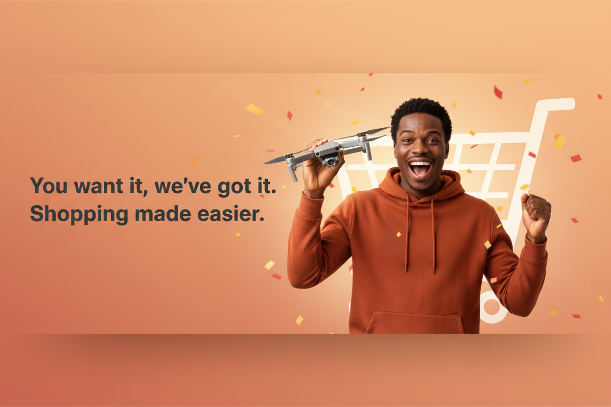 Excited shopper banner