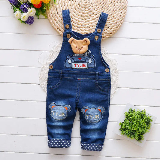 CurVanta Little Denim Overalls – Korean-Style Cotton Jeans